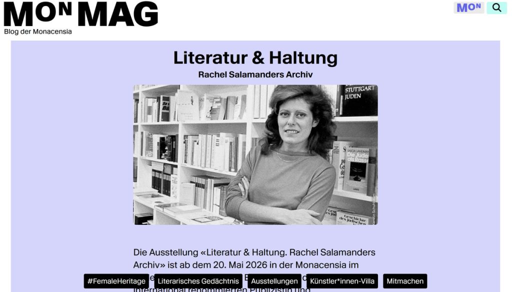 «Literatur & Haltung. Rachel Salamanders Archiv» – Ausstellungsdossier im MON Mag der Monacensia