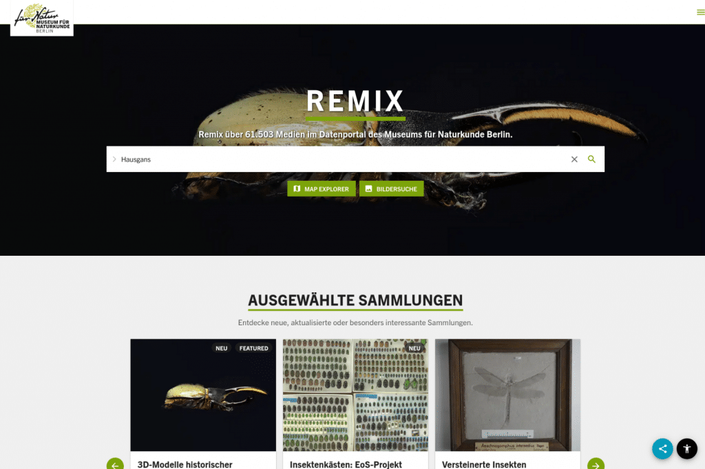 ENTDECKEN. LERNEN. REMIXEN. Das Datenportal des Museums für Naturkunde Berlin.