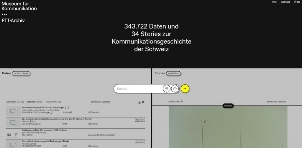 Onlineportal PTT-Archiv und Sammlungen Museum für Kommunikation, Bern